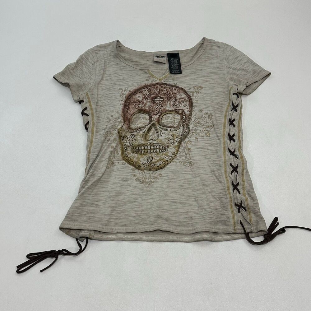 Harley-Davidson Women's Short Sleeve T-Shirt Light Beige Made‎ In China, Size M